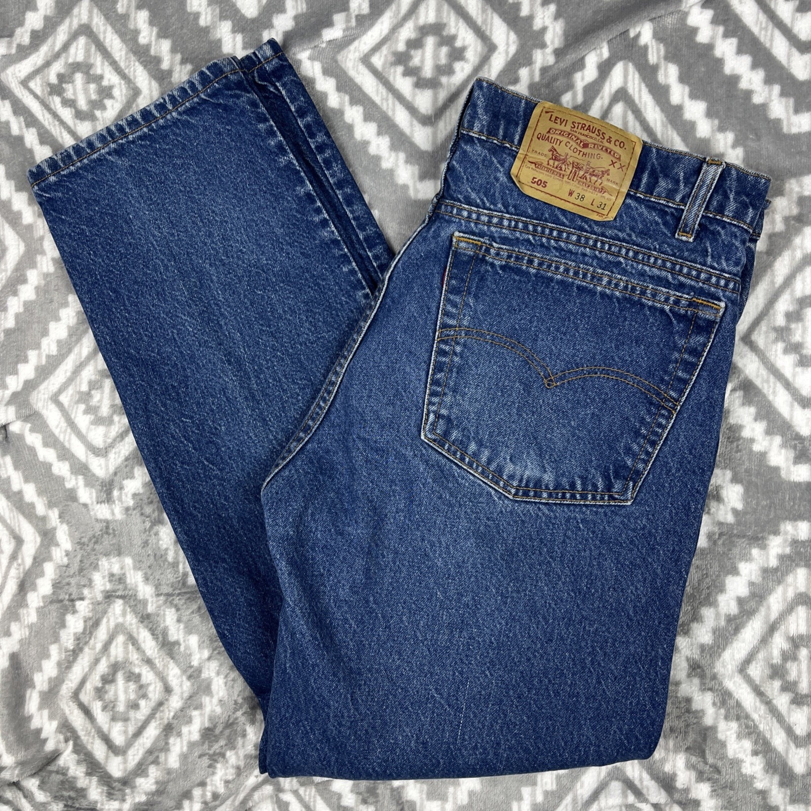 Vintage Levi's 505 Jeans Usa Made 1991 Tag-38x31 100% Cotton *No Tab W36 L30